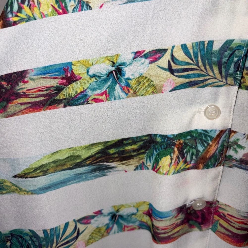 Avenue 14/16 Tropical Stripe Tie Front Blouse Plus Size - Picture 8 of 12